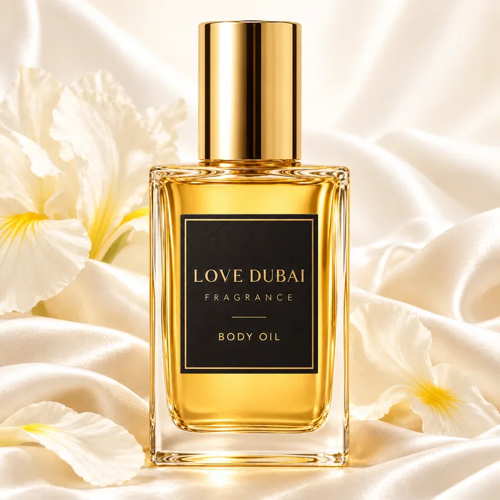 Love Dubai musk body-oil campaign illustration